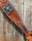 Light Oil Floral Tooled Feather and Flower Breastcollar