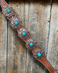 Medium Basketweave Turquoise One Ear & Breastcollar Tack Set 