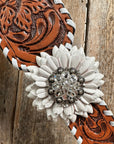 Light Oil Whipstitch White Daisy One Ear/ Breastcollar Tack Set 