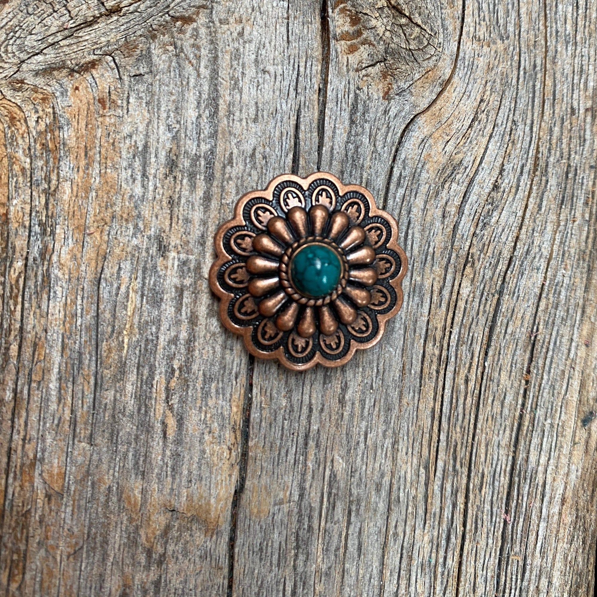 Copper Turquoise Concho 1&quot; W103S
