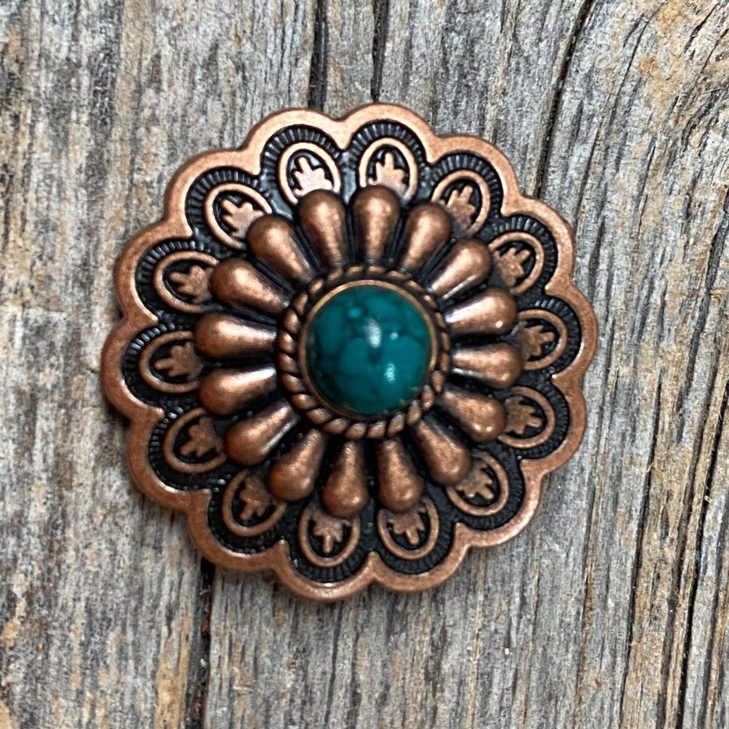 Copper Turquoise Concho 1.5&quot; W103L