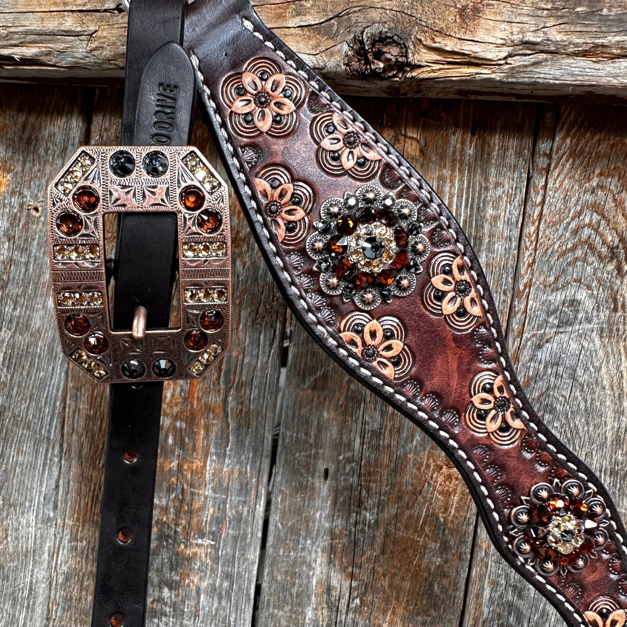 Flower Power and Chocolate Browband/One Ear Headstall &amp; Breastcollar Tack Set 