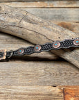DC22 -Black Oval Turquoise Dog Collar 12" to 28" W179S