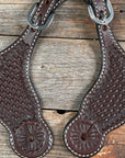 Dark Oil Basketweave Tooled Spur Straps
