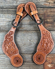 Light Oil Floral Tooled Spur Straps
