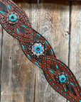 Dark Oil Hand Painted Antique Silver Turquoise One Ear and Breastcollar Tack Set 
