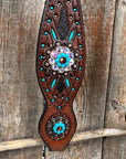 Dark Oil Hand Painted Antique Silver Turquoise One Ear and Breastcollar Tack Set 