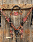 Light Oil Hand Painted Rose Headstall/Breastcollar Tack Set