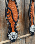 Two Tone Leaf Jet and Clear One Ear & Breastcollar Tack Set 