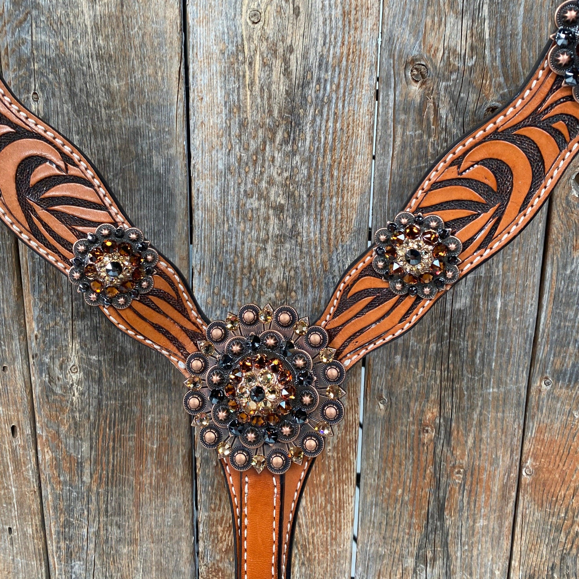 Zebra Jet and Topaz Browband / Breastcollar Tack Set 