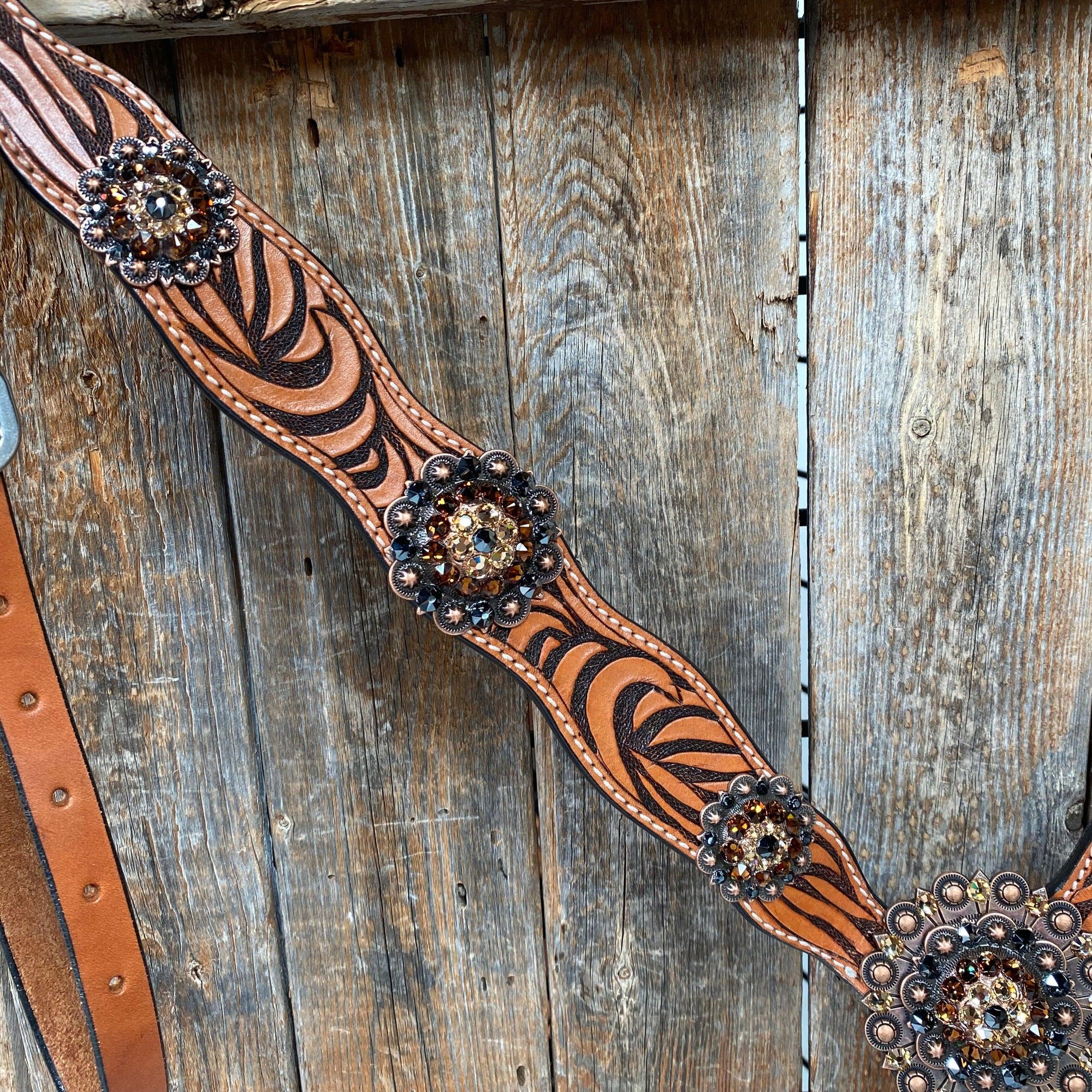 Zebra Jet and Topaz Browband / Breastcollar Tack Set 
