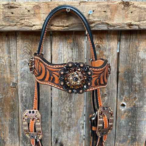 Zebra Jet and Topaz Browband / Breastcollar Tack Set