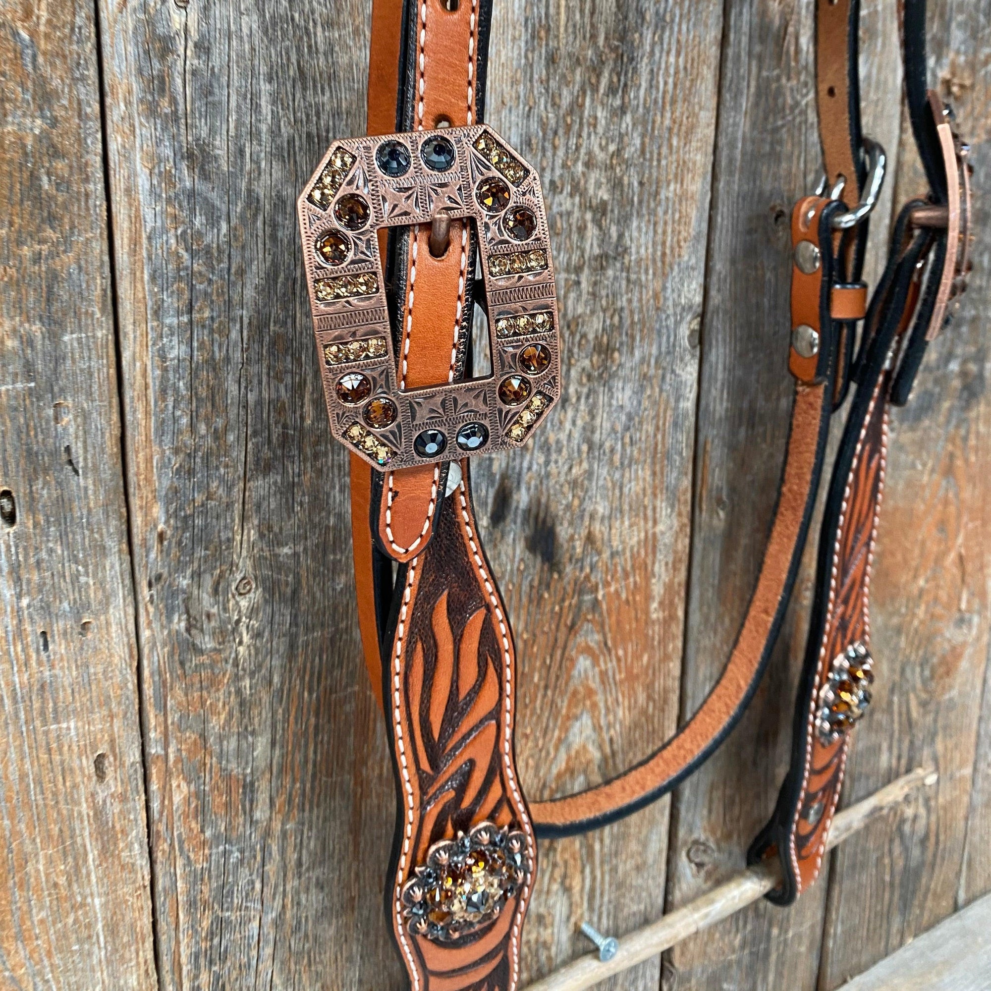 Zebra Jet and Topaz Browband / Breastcollar Tack Set 