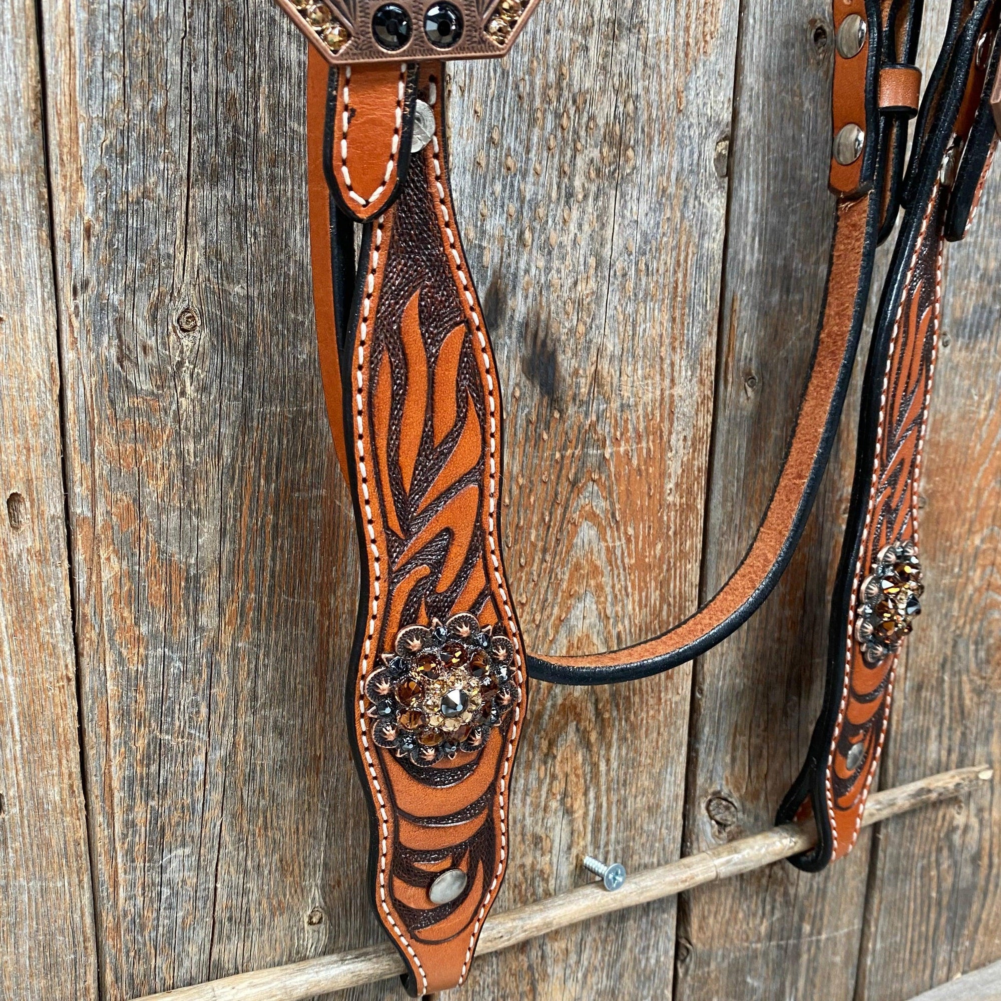 Zebra Jet and Topaz Browband / Breastcollar Tack Set 