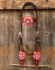 Honey Colored Floral Pink and Turquoise Tack Set  