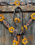 Classic Yellow and Pink Browband/One Ear Tack Set with Wither Strap  