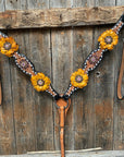 Classic Yellow and Pink Browband/One Ear Tack Set with Wither Strap  