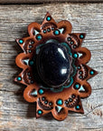 Leather Rosette Starburst - Lapis Cabochon Western Concho R110CABLA