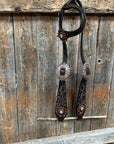 Hand Painted Paisley - Copper AB Rosette One Ear/ Breastcollar Tack Set 
