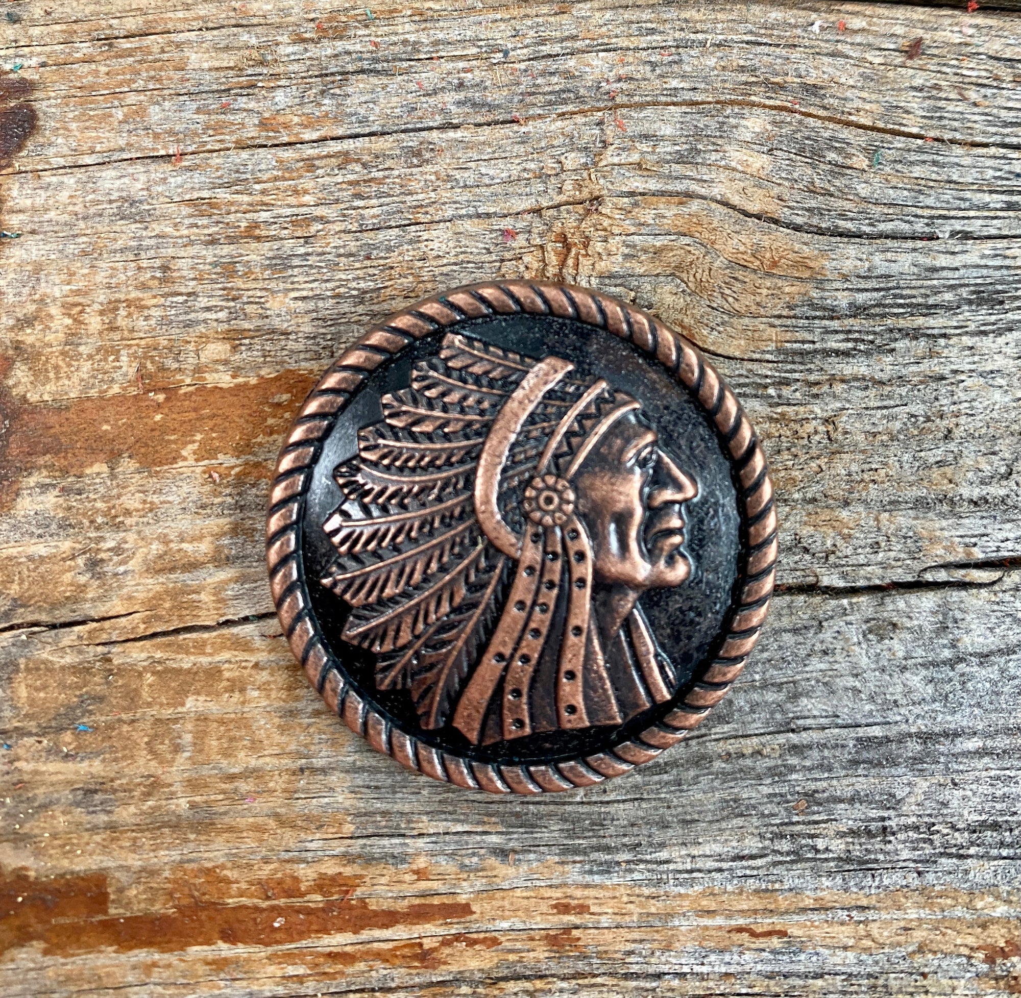Copper Native American Rope Edge Concho 1.5&quot; W166L