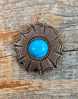 Copper Turquoise Round Concho 1.5"  W128L