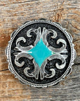 Turquoise Diamond Antique Silver 1.5" Concho W148L