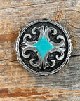 Turquoise Diamond Antique Silver 1" Concho W148S