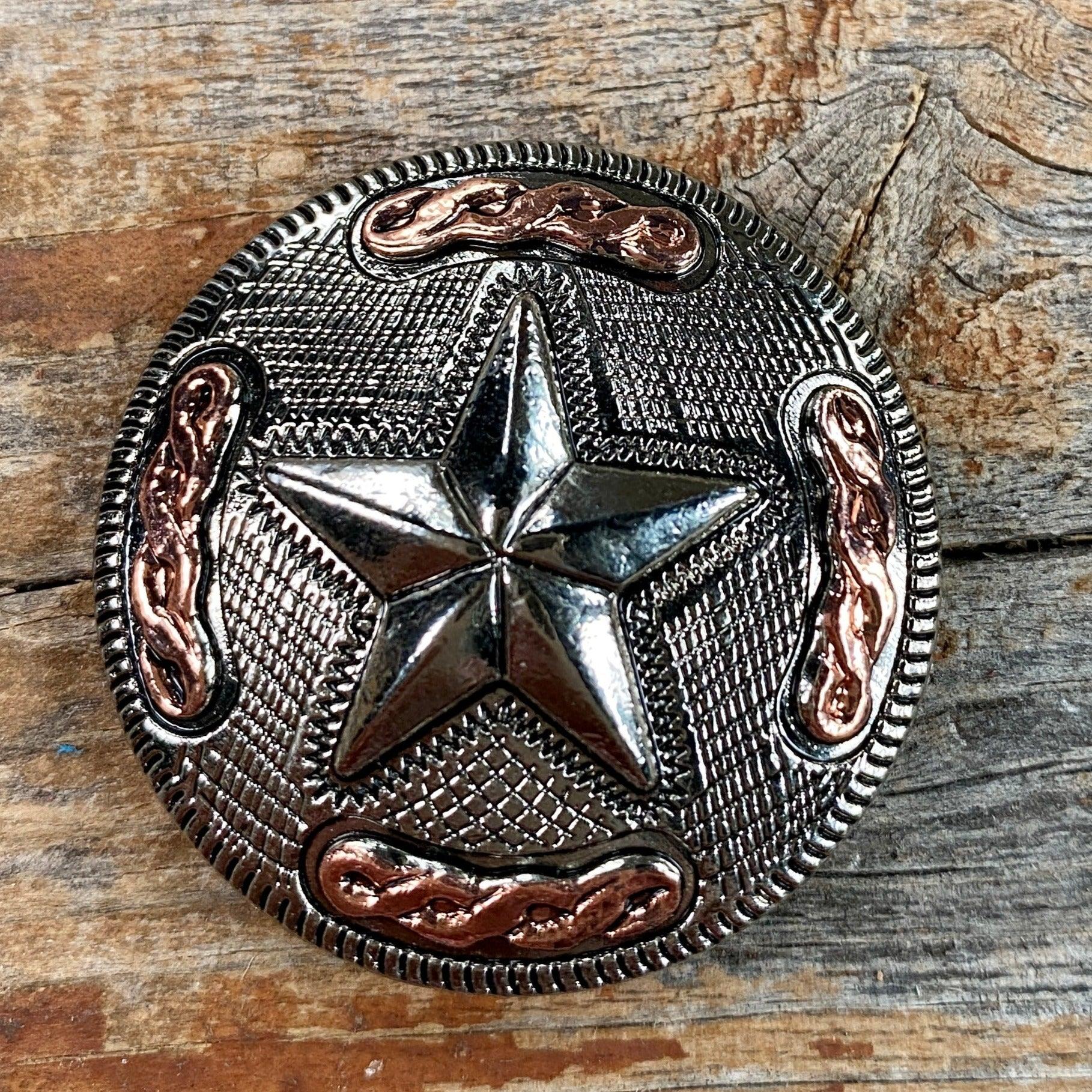 Antique Silver Texas Star Concho 1.5&quot; W187L