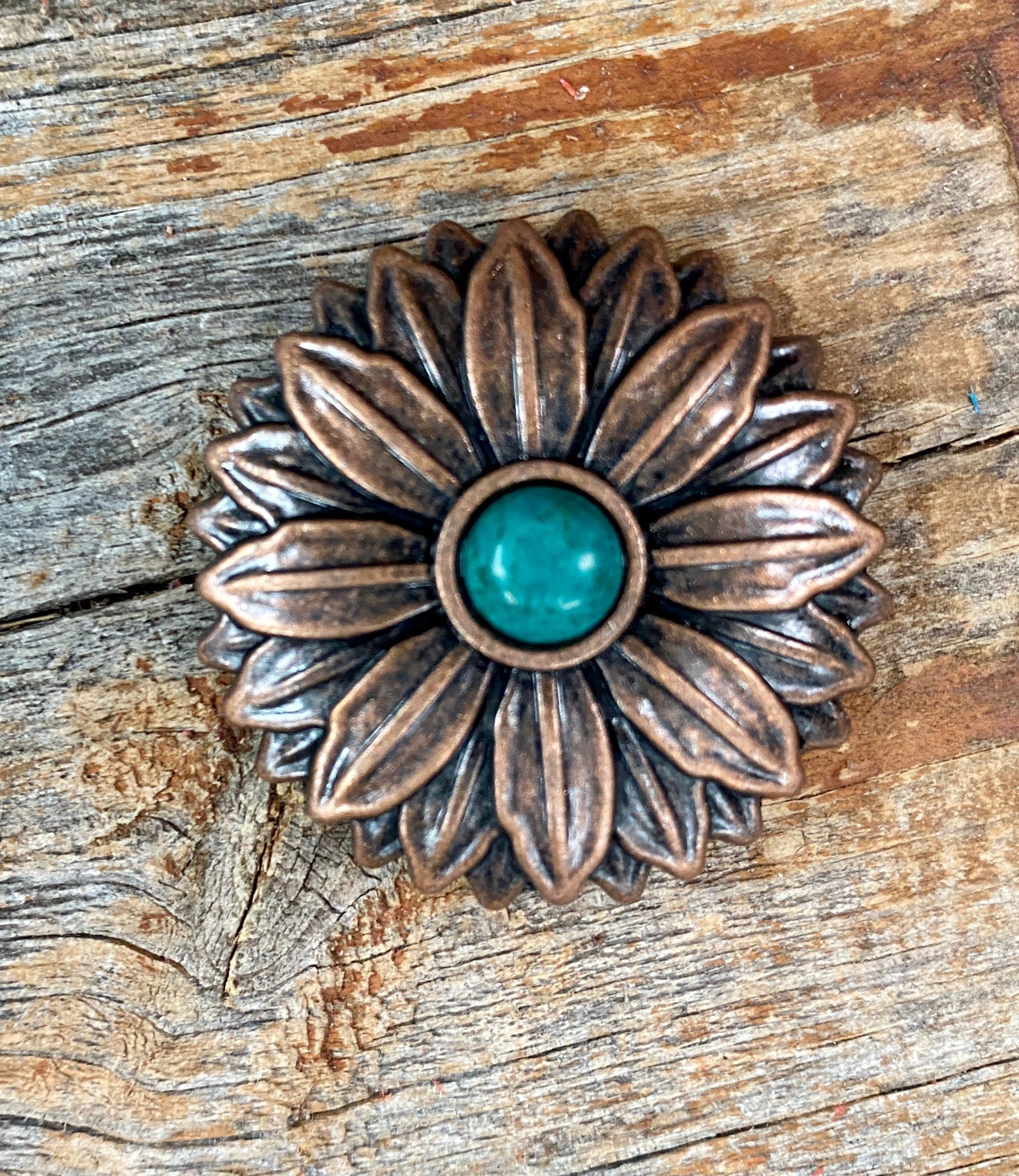 Copper Daisy Turquoise Concho 1&#39;  W132S