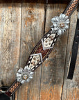 Cowhide Champagne and Silver One Ear/ Breastcollar Tack Set 