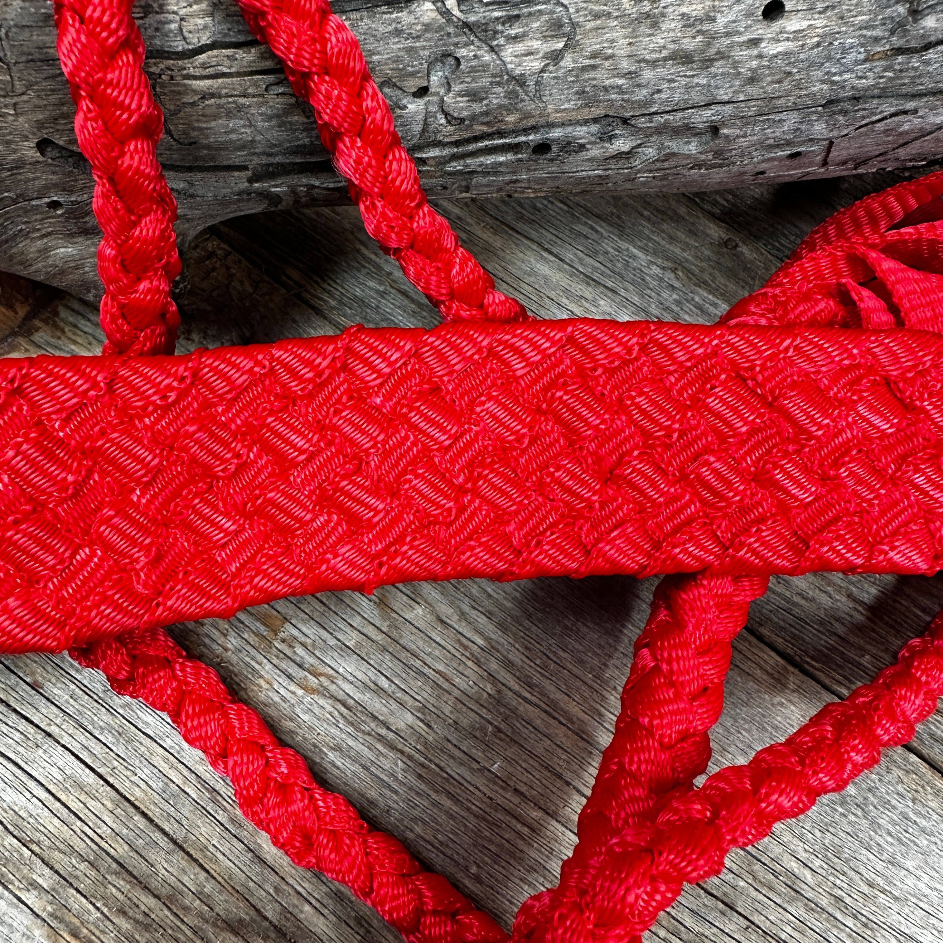 Red Flat Braided Mule Tape Halter