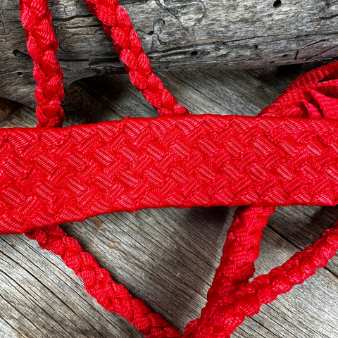Red Flat Braided Mule Tape Halter