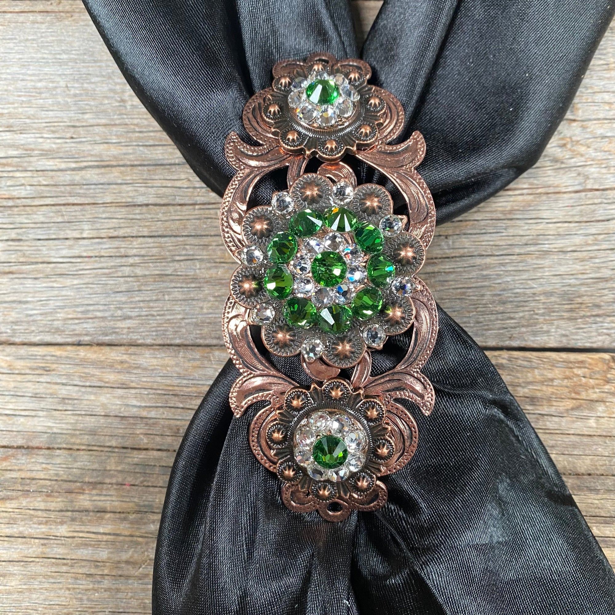 Triple Concho Copper Crystal Slide Fern and Clear