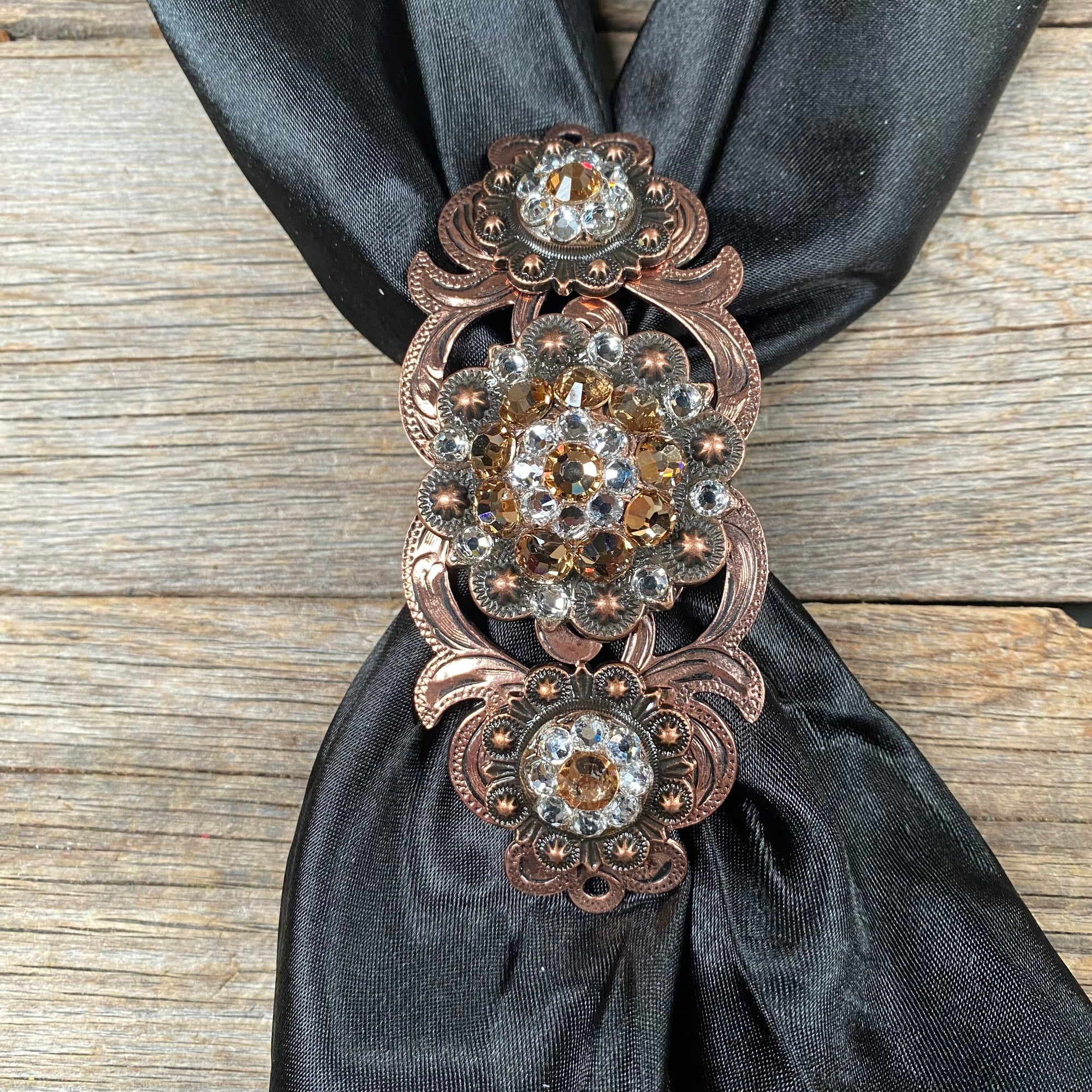 Triple Concho Copper Crystal Slide Champagne and Clear