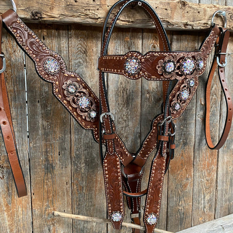 Copper Dot and Buckstitch Fancy AB Browband Tack Set