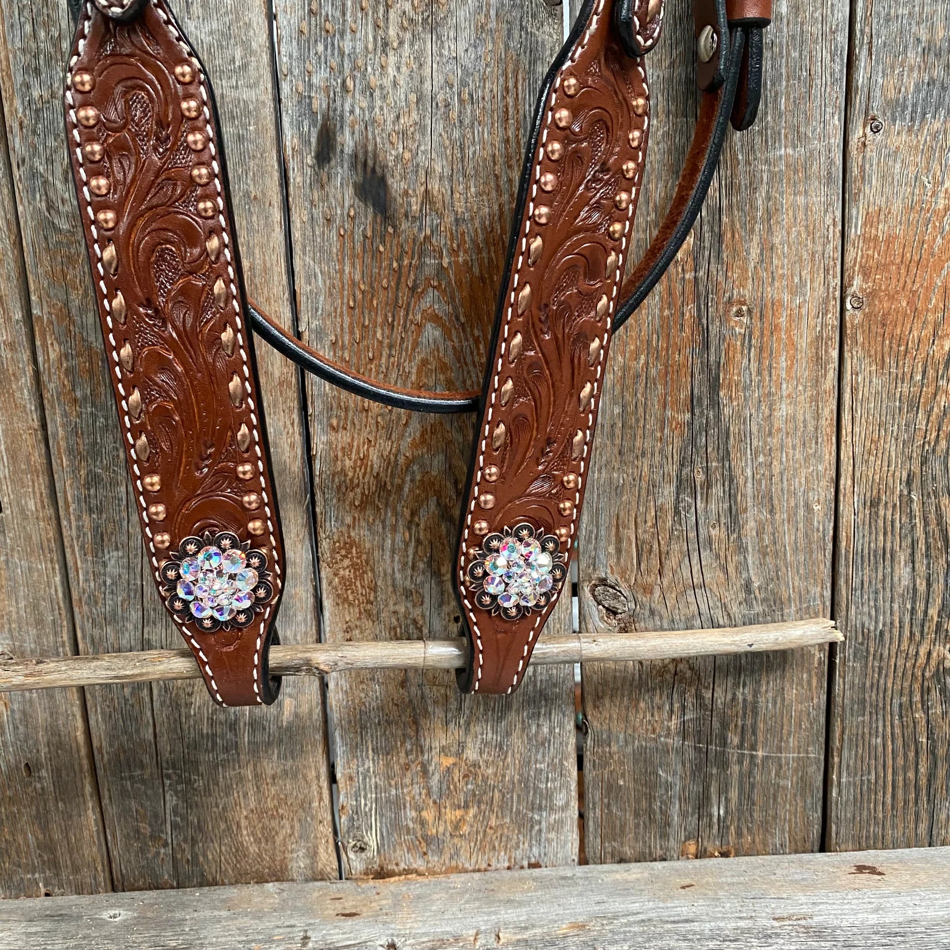 Copper Dot and Buckstitch Fancy AB Browband Tack Set