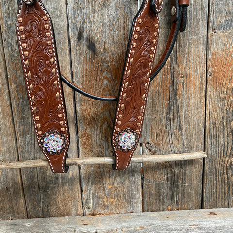 Copper Dot and Buckstitch Fancy AB Browband Tack Set