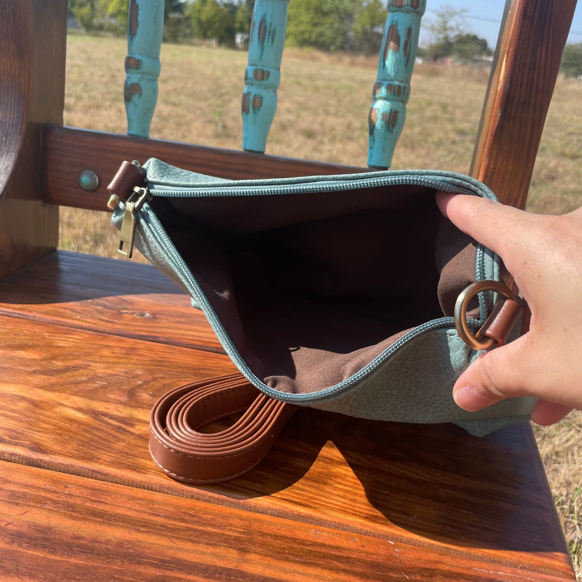 Teal Western Purse/Handbag with Small Clutch 
