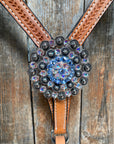 Light Oil Basketweave Blue Wither Strap, One Ear & Breastcollar Tack Set 