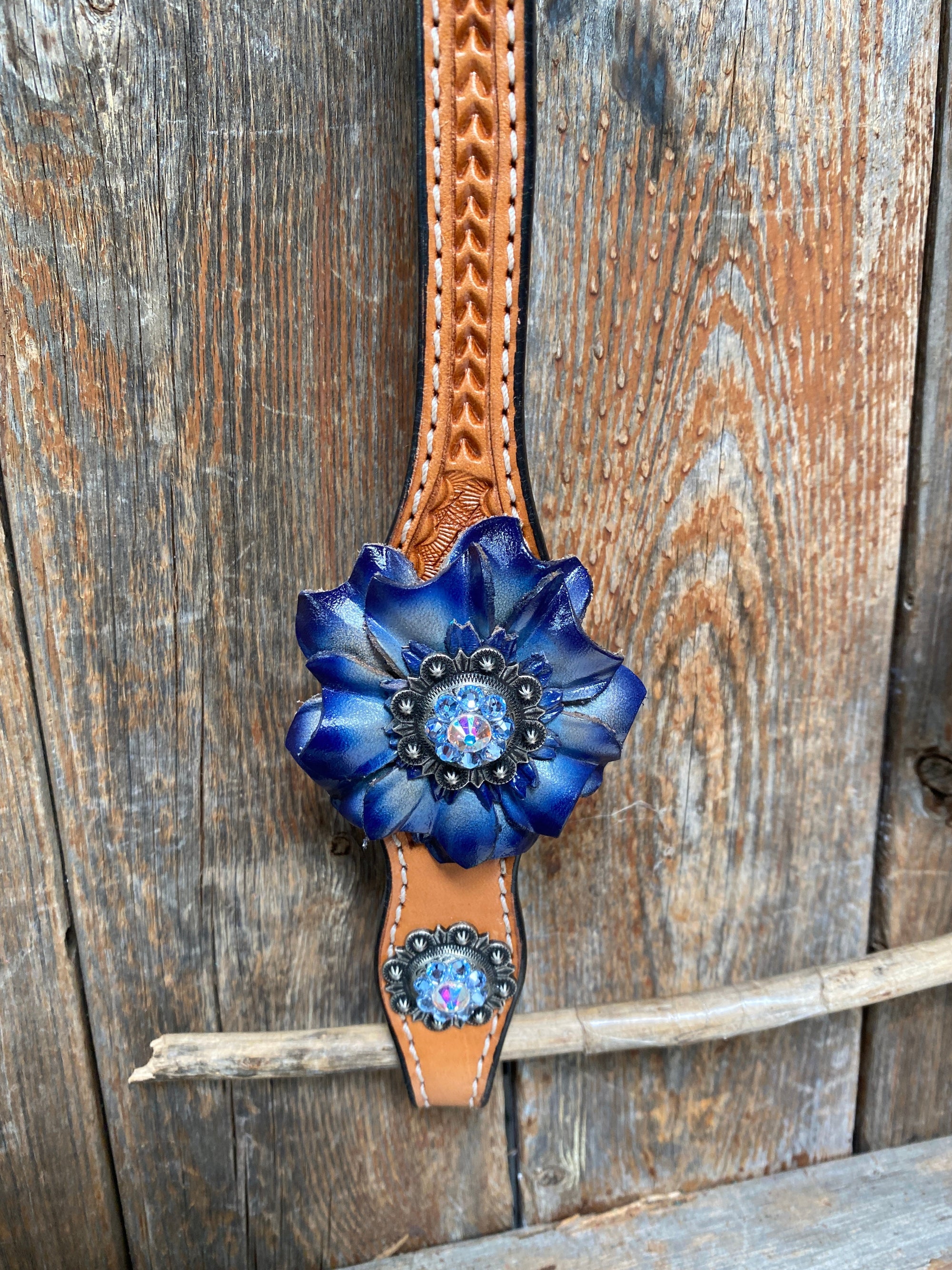Light Oil Basketweave Blue Wither Strap, One Ear &amp; Breastcollar Tack Set 