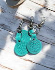 Turquoise Tooled Leather & Cowhide Keychains