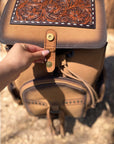 Burn & Tooled Leather Fringe Backpack