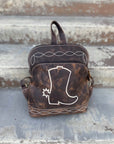 Mini Vintage Leather Boot Backpack