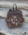 Mini Vintage Leather Bucking Horse Backpack