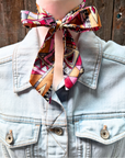 Pink and Brown Western Skinny Mini Wild Rag Scarf / Cowgirl Necktie 