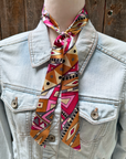 Pink and Brown Western Skinny Mini Wild Rag Scarf / Cowgirl Necktie 