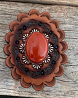 Rust Cabochon Stone - Leather Rosette Options -