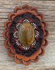 Sage Cabochon Stone - Leather Rosette Options -