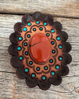 Rust Cabochon Stone - Leather Rosette Options -