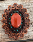 Rust Cabochon Stone - Leather Rosette Options -